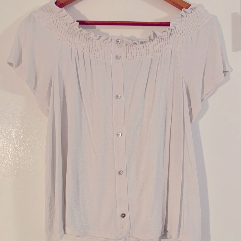 Alya: White Off-Shoulder Blouse with Buttons